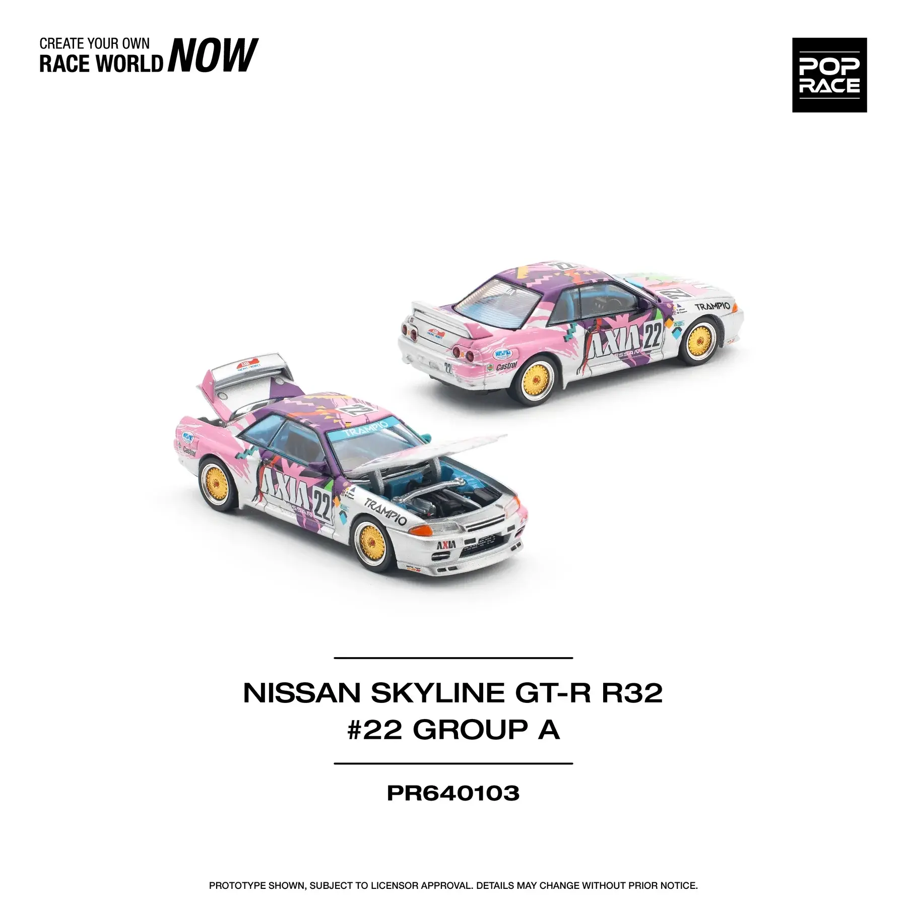 (ÖN SİPARİŞ) POP RACE 1/64 Nissan Skyline GT-R R32 #22 Axia Group A