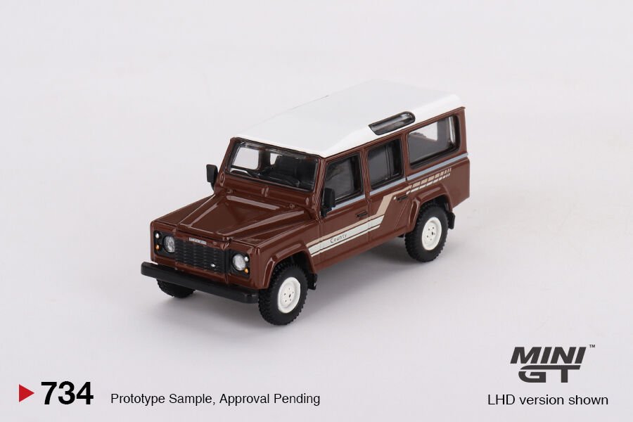 Mini GT 1/64 Land Rover Defender 110 1985 County Station Wagon Russet Brown