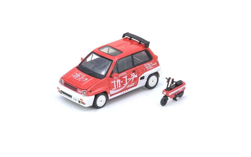 İNNO64 HONDA CITY TURBO II ''Coca-Cola'' Livery With Motocompo