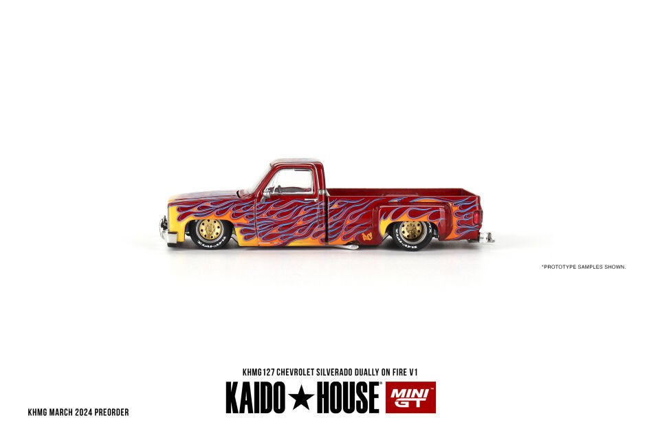 KAIDOHOUSE x MINI GT Chevrolet Silverado Dually on Fire V1