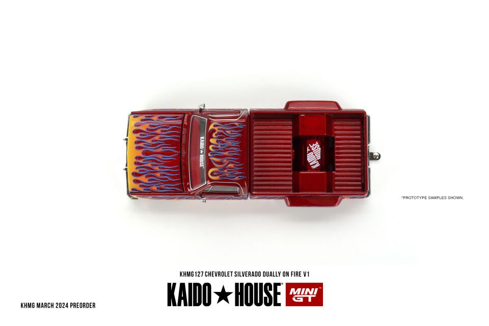 KAIDOHOUSE x MINI GT Chevrolet Silverado Dually on Fire V1