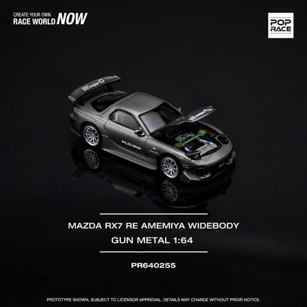 Pop Race 1/64 Mazda RX7 RE-AMEMIYA GUN METAL