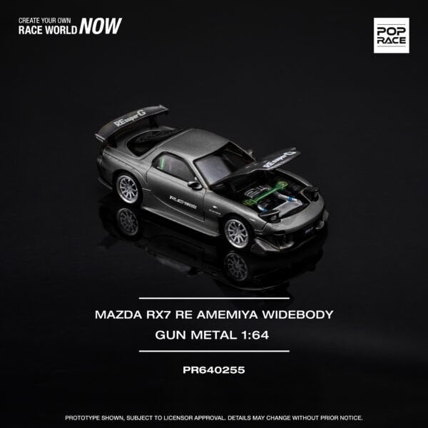 Pop Race 1/64 Mazda RX7 RE-AMEMIYA GUN METAL