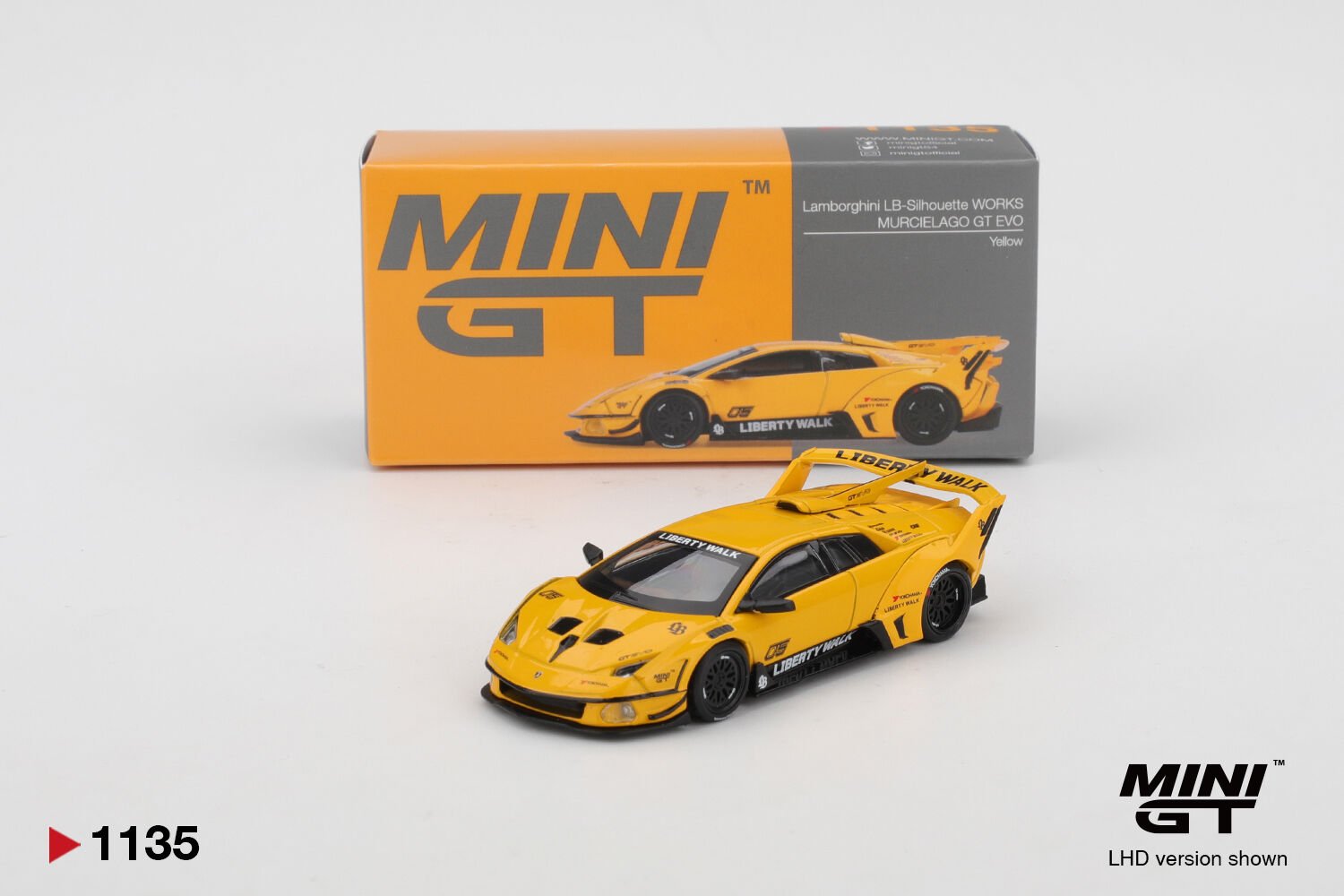 Mini GT 1/64 LB-Silhouette WORKS MURCIELAGO GT Evo Yellow